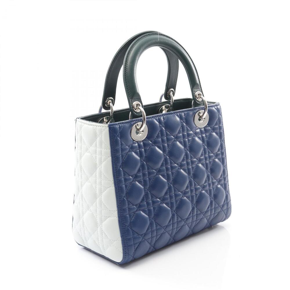 Dior Tones Leather Green Blue Handbag LADY Cannage